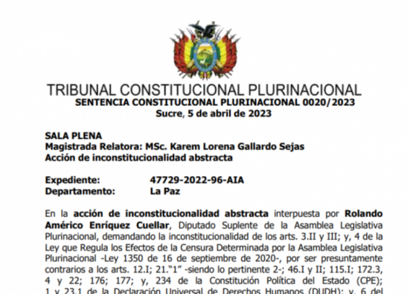 Cuestionan al TCP porque abrió paso para que ministros censurados vuelvan a ser designados