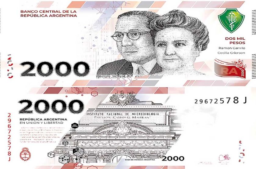 Argentina: Circula nuevo  billete de 2.000 pesos