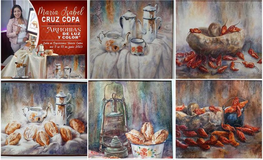 Artista de la UATF lleva su acuarela a muestra en Oruro
