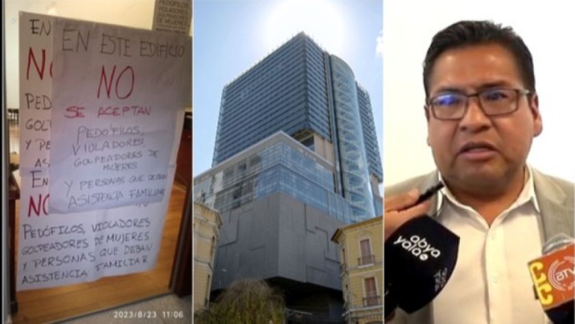 "En este edificio no se aceptan pedófilos", CC pega carteles y pide la renuncia de Jáuregui