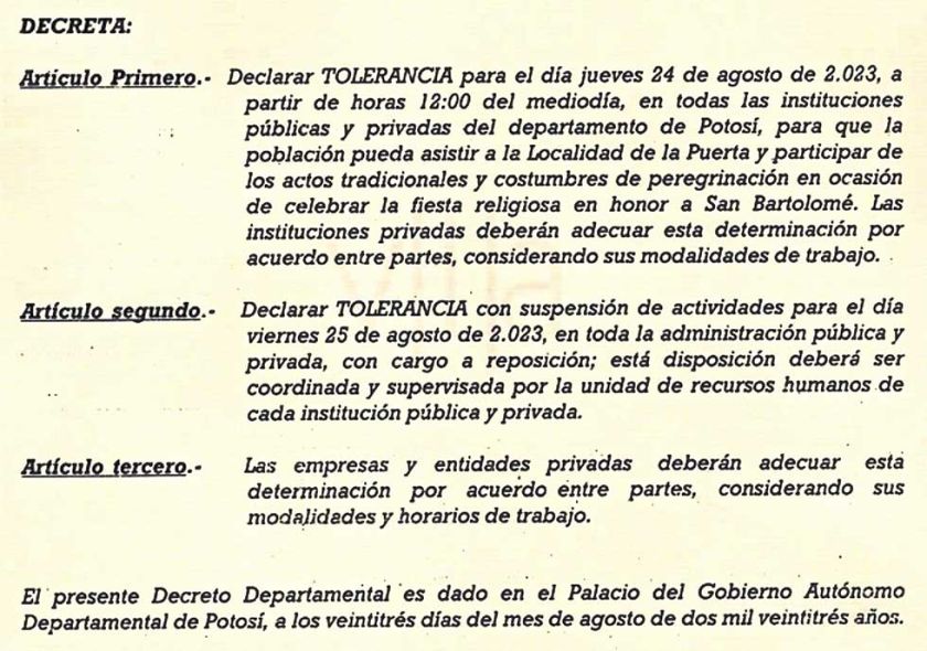 Se debe reponer clases  por la suspensión por la festividad de Ch'utillos