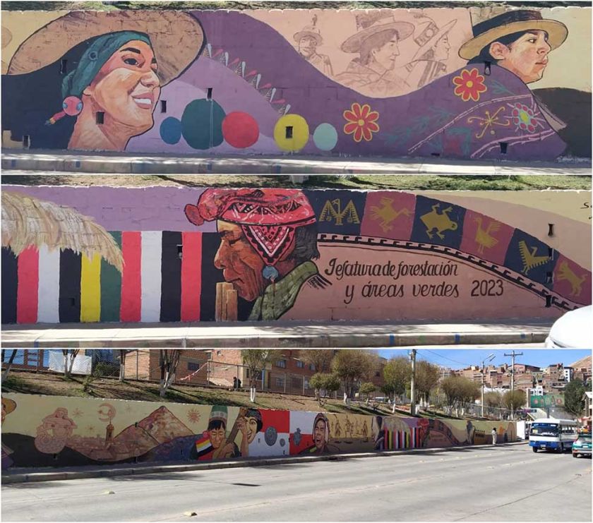 Estrenan el mural más grande de Potosí en la avenida Tinku