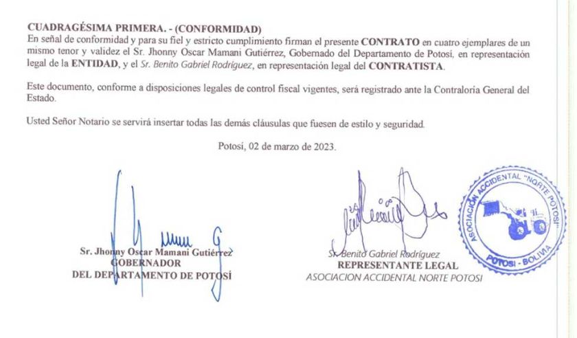 Jhonny Mamani le dio un contrato millonario a un dirigente “evista”