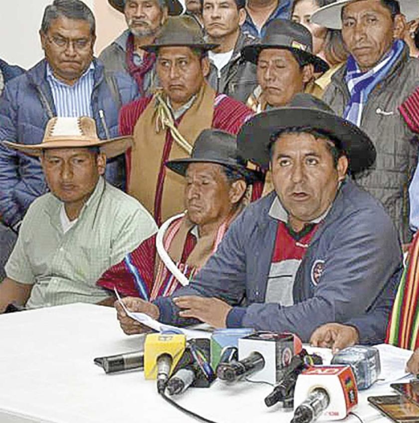 Campesinos descartan proclamación de Arce