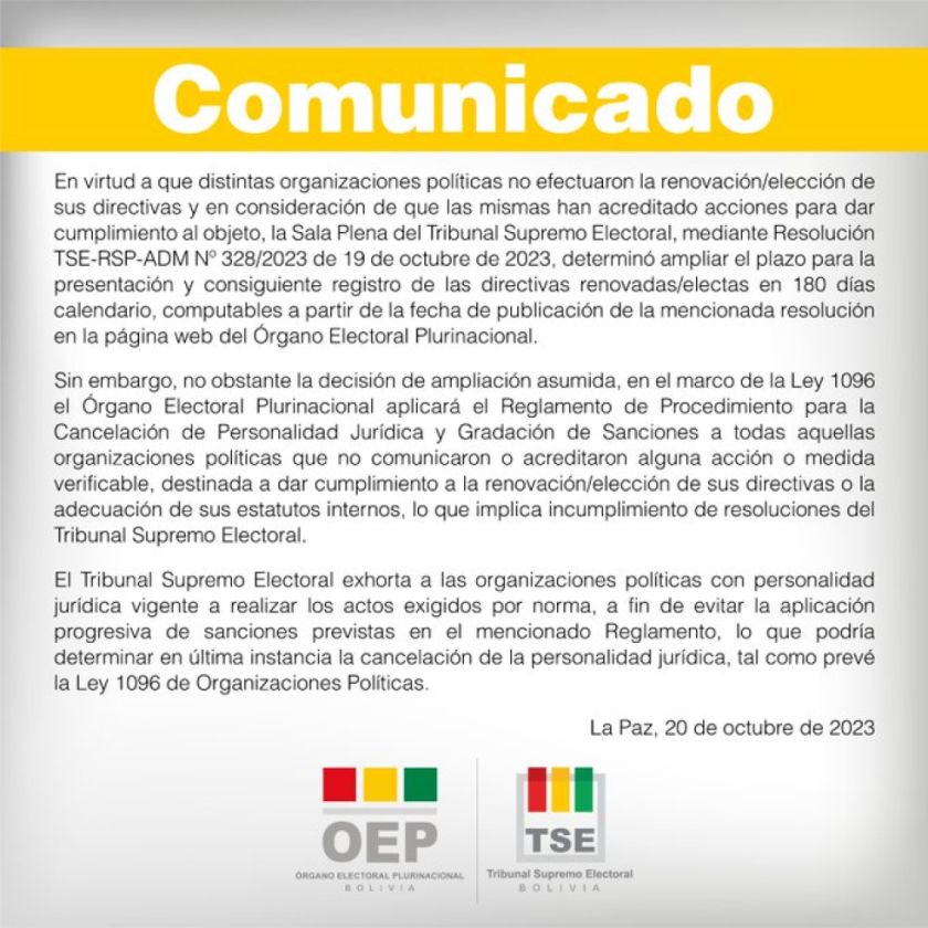 TSE: Partidos que no renueven sus directivas pueden perder sus personerías jurídicas
