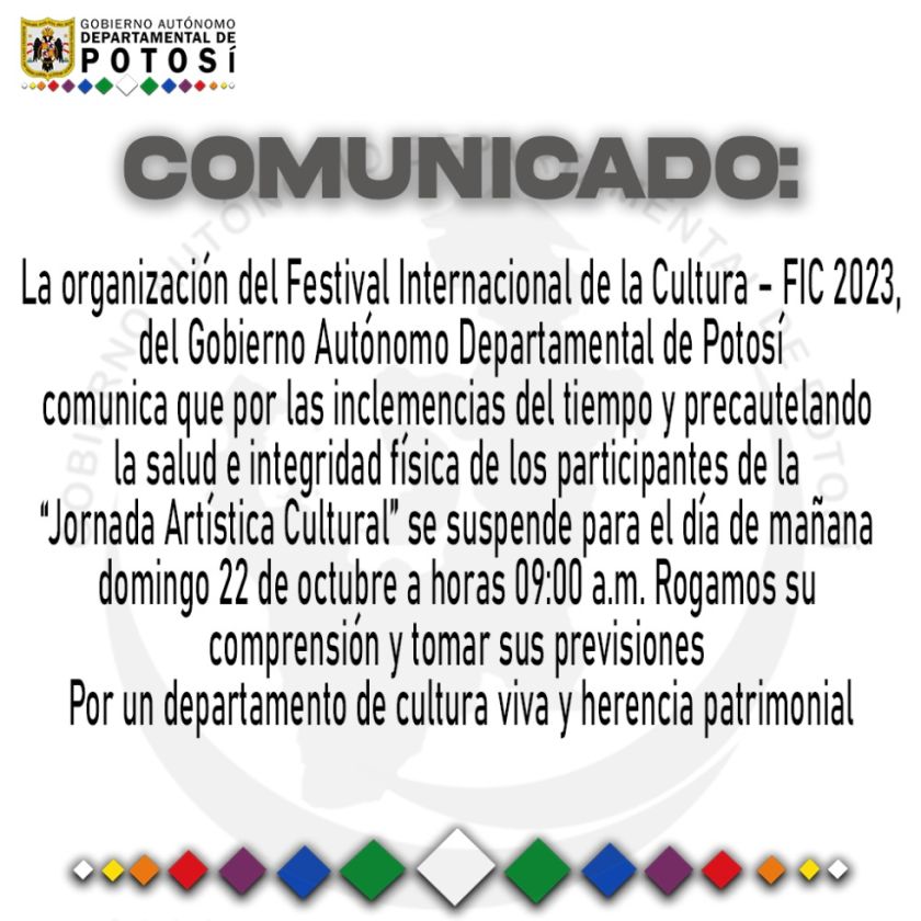 Lanzamiento del FIC de la Gobernación se pospone hasta el domingo