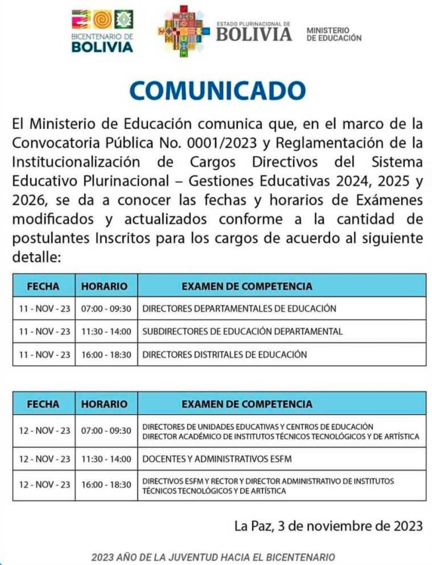 Nueve postulan para la dirección departamental de Educación en Potosí