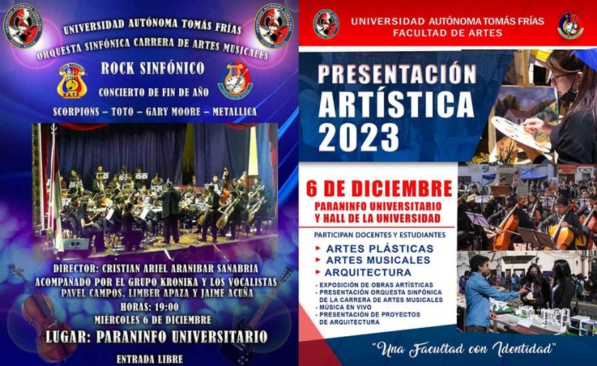 Facultad de Artes de la UATF cierra el año con presentaciones y concierto sinfónico