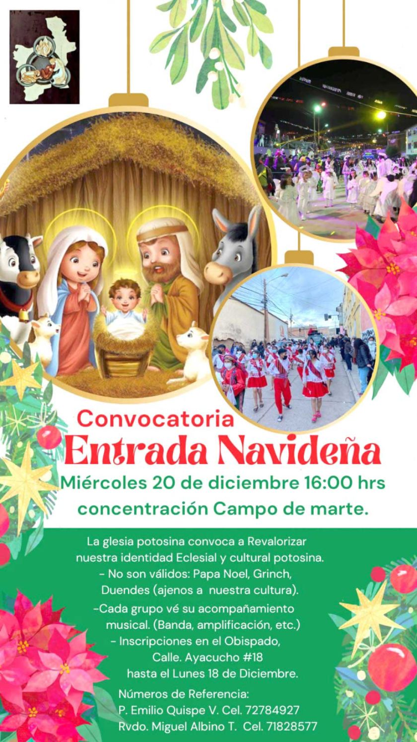 Diócesis de Potosí tendrá su Entrada de Navidad el 20