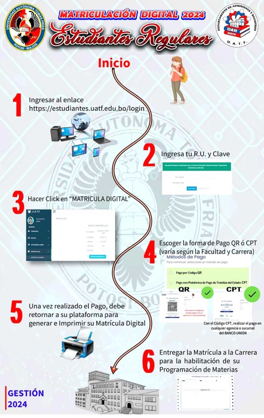 La UATF ya matriculó a universitarios vía pagos y registro por internet