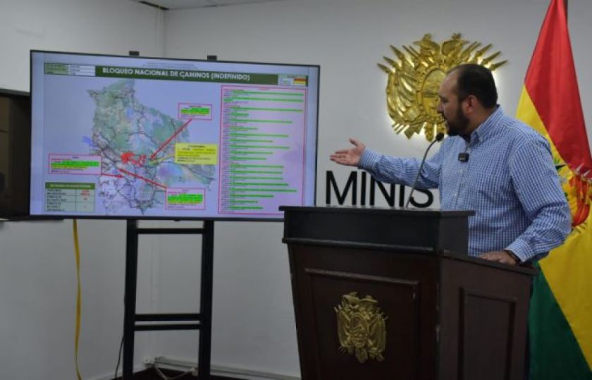 Gobierno reporta 22 puntos de bloqueo y revela denuncia de pagos a manifestantes