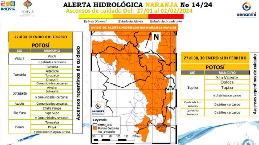 Senamhi emite aviso de alerta naranja por el desborde de ríos