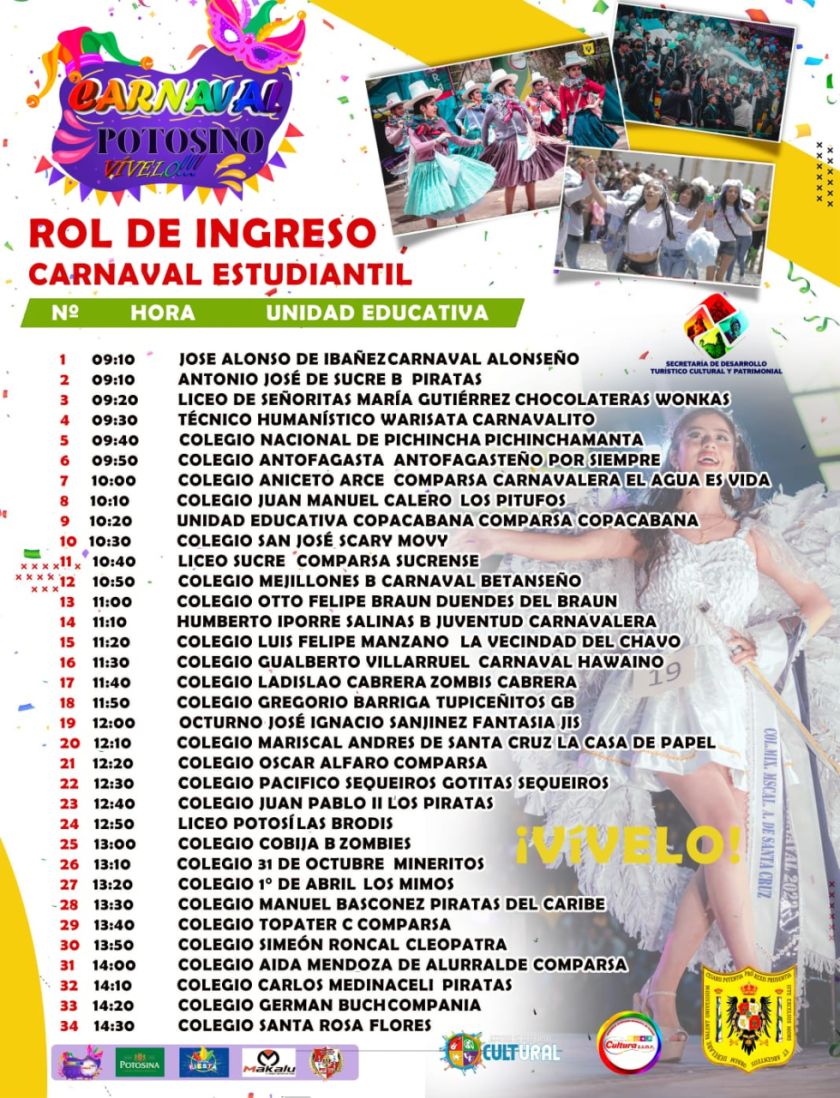Entrada Estudiantil tiene a 34 unidades educativas participantes