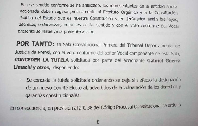 Fallo de la justicia no define la presidencia del comité cívico