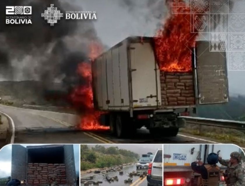 Incineran camión con harina de contrabando en medio de asedio y ataques de contrabandistas