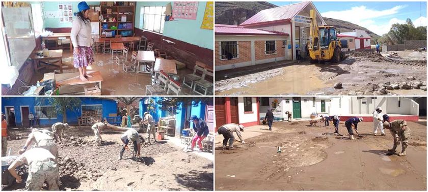 Dos escuelas suspenden clases por efectos de las fuertes lluvias en Potosí