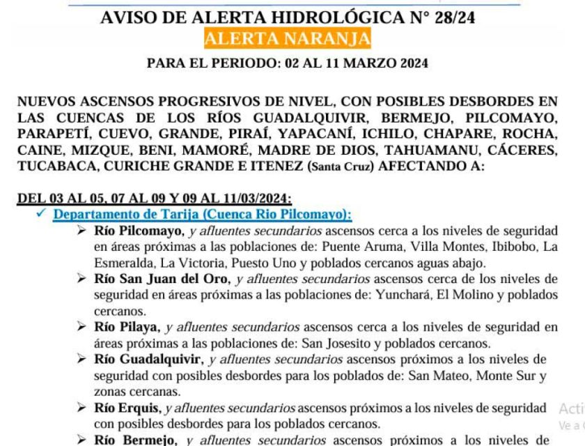 Senamhi emite aviso de alerta naranja para marzo 