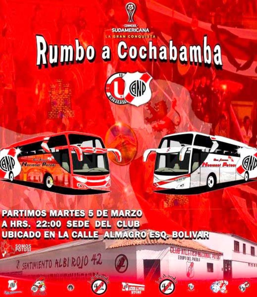 Hinchas van hasta Cochabamba para apoyar al plantel