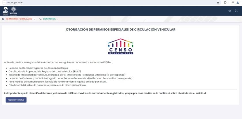 INE habilita plataforma para solicitar permiso de circulación de vehículos para el día del Censo