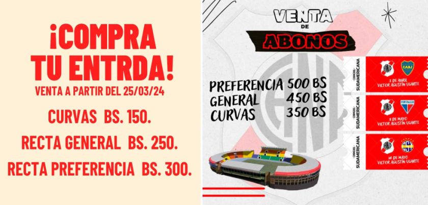 Las entradas para Nacional vs Boca van desde Bs 150 a 300