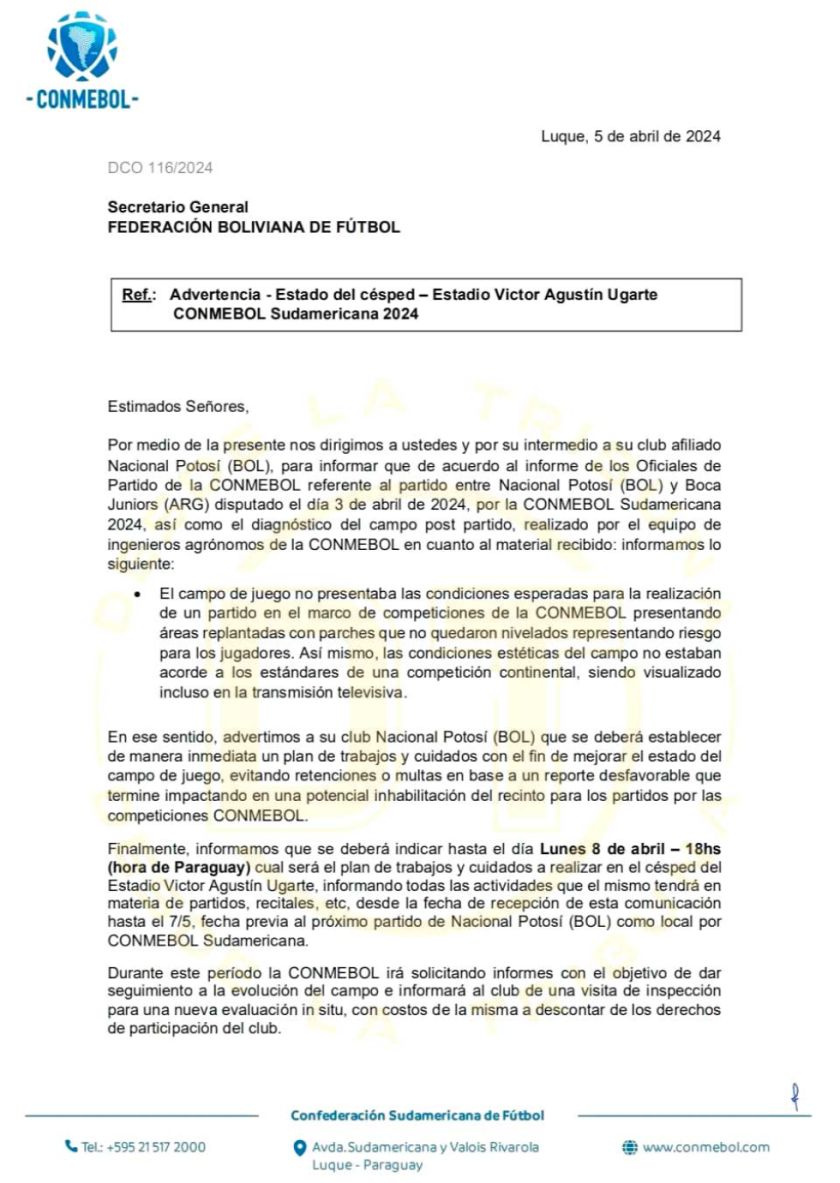 El “Víctor Agustín Ugarte” corre riesgo de ser inhabilitado