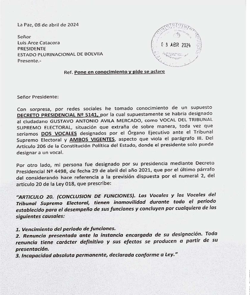 Chuquimia se considera vocal, ¿qué dice la ley?