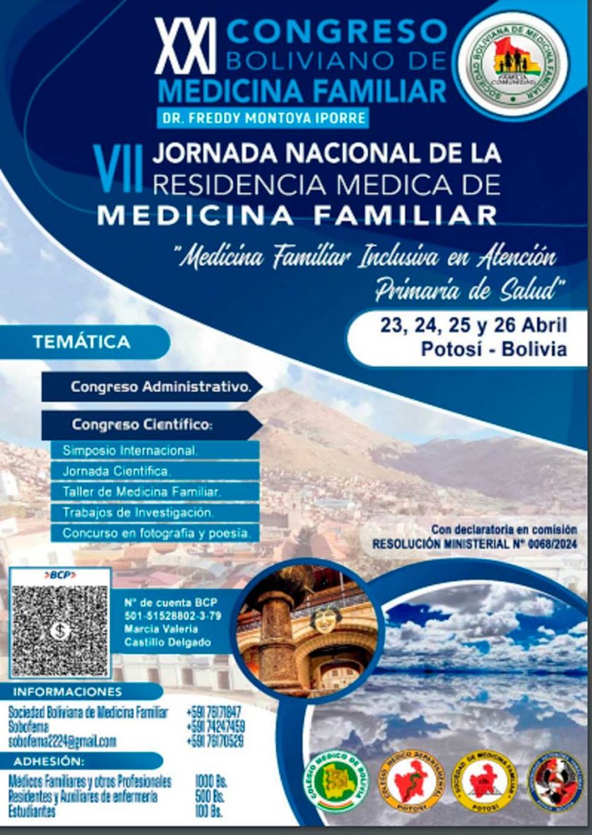 Potosí recibe al XXI Congreso Boliviano de Medicina Familiar