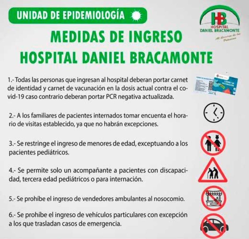 Bracamonte aplica medidas para ingreso al centro hospitalario