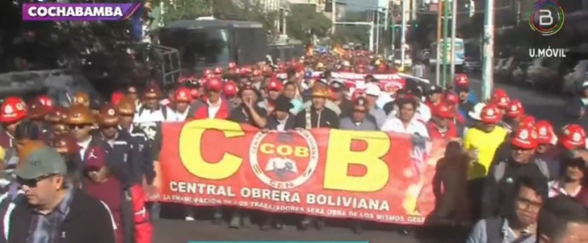 Luis Arce y David Choquehuanca lideran la marcha de la COB por el Día del Trabajo en Cochabamba
