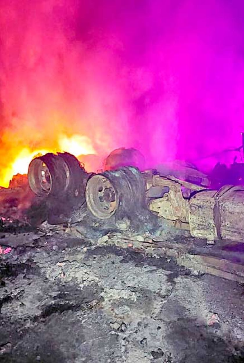 Incendio de cisterna:  Hallan cuerpo quemado 