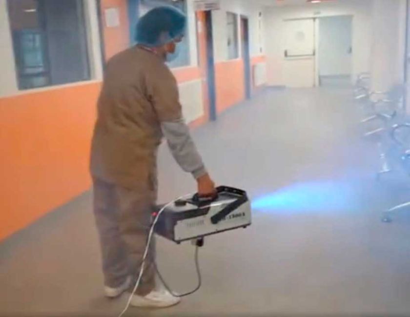 Desinfectan preventivamente el hospital