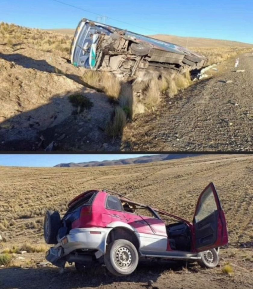 Choque entre un bus y vagoneta deja un muerto y 14 heridos en el norte de Potosí