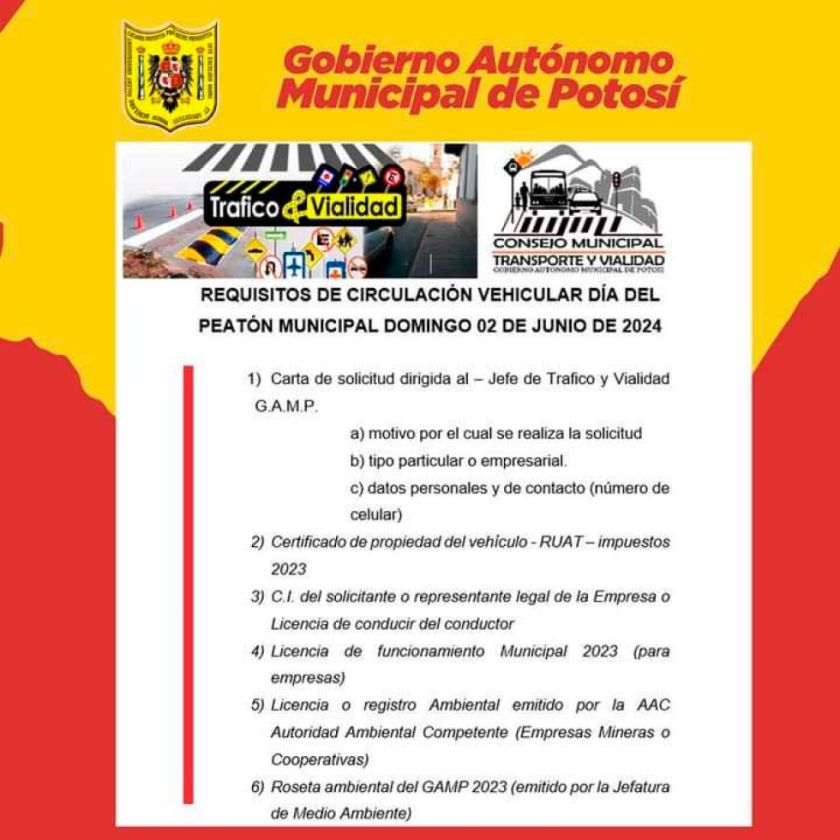 El 2 de junio se cumple el Día del Peatón en Potosí