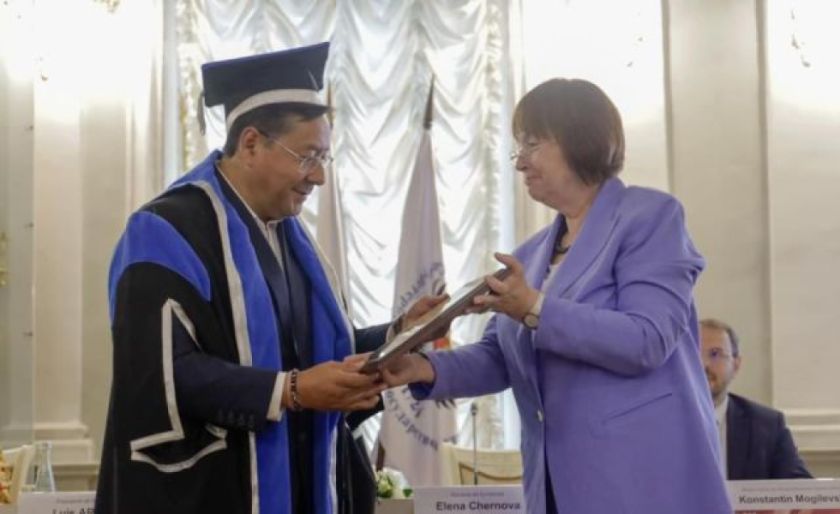 Declaran al presidente Luis Arce, doctor honoris causa de la Universidad Estatal de San Petersburgo