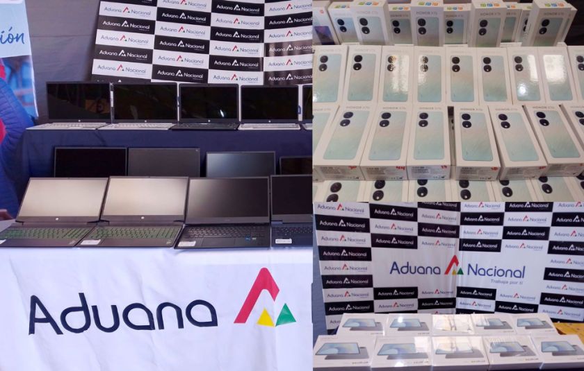 Aduana encuentra en Oruro 614 celulares y 50 laptop de contrabando valuados en Bs 1,1 millones