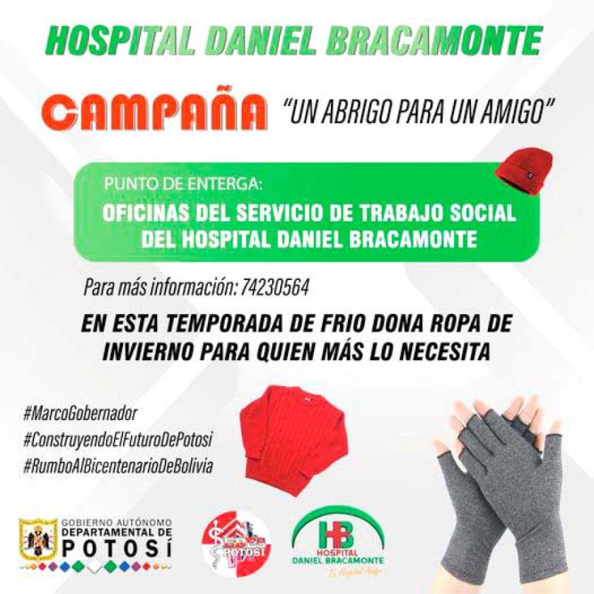 Bracamonte realiza campaña para colectar ropa abrigada