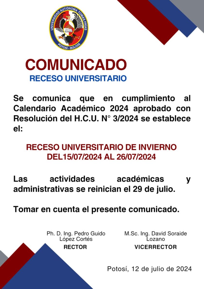 La UATF ingresa en receso universitario por dos semanas