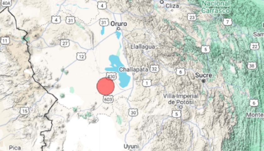 Se registra un sismo de magnitud 5,6 durante la madrugada en Oruro