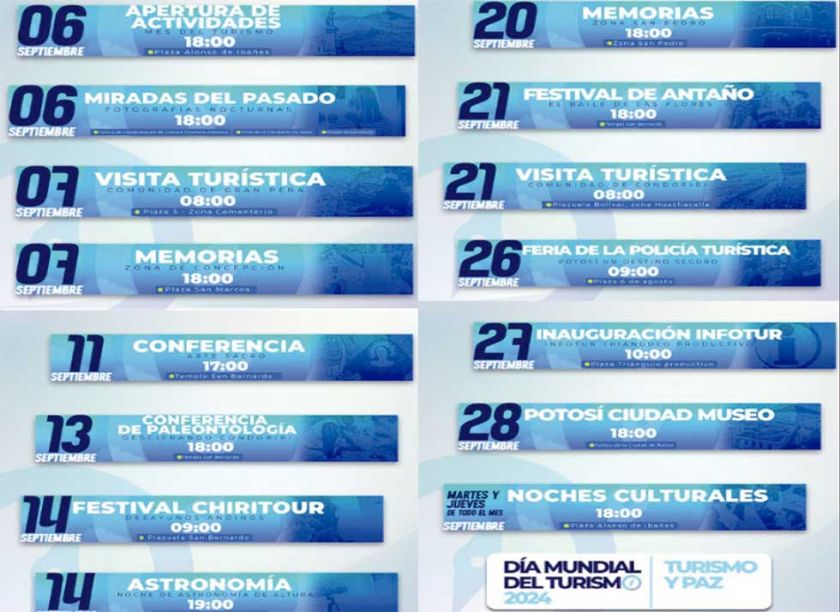El turismo copa agenda cultural   en septiembre en Potosí