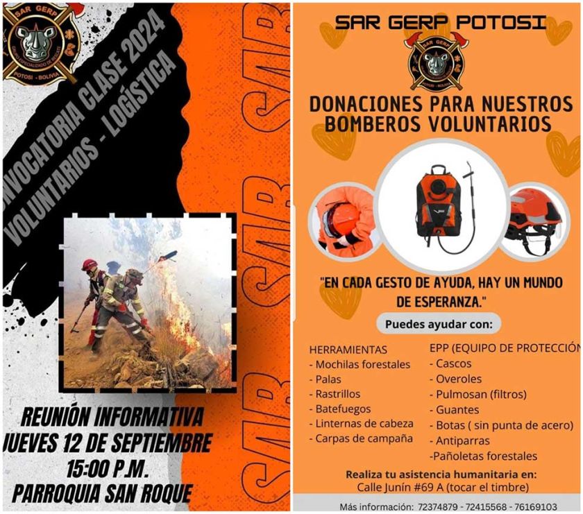 Grupo SAR Potosí convoca a bomberos voluntarios