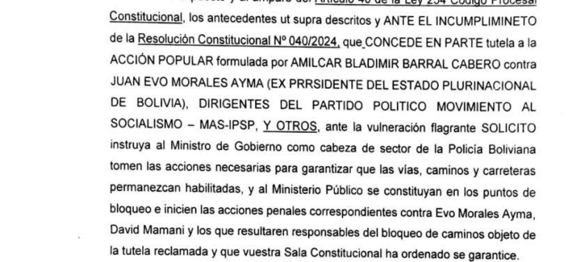 Bloqueos de caminos con fines sectarios fueron declarados ilegales por la justicia constitucional