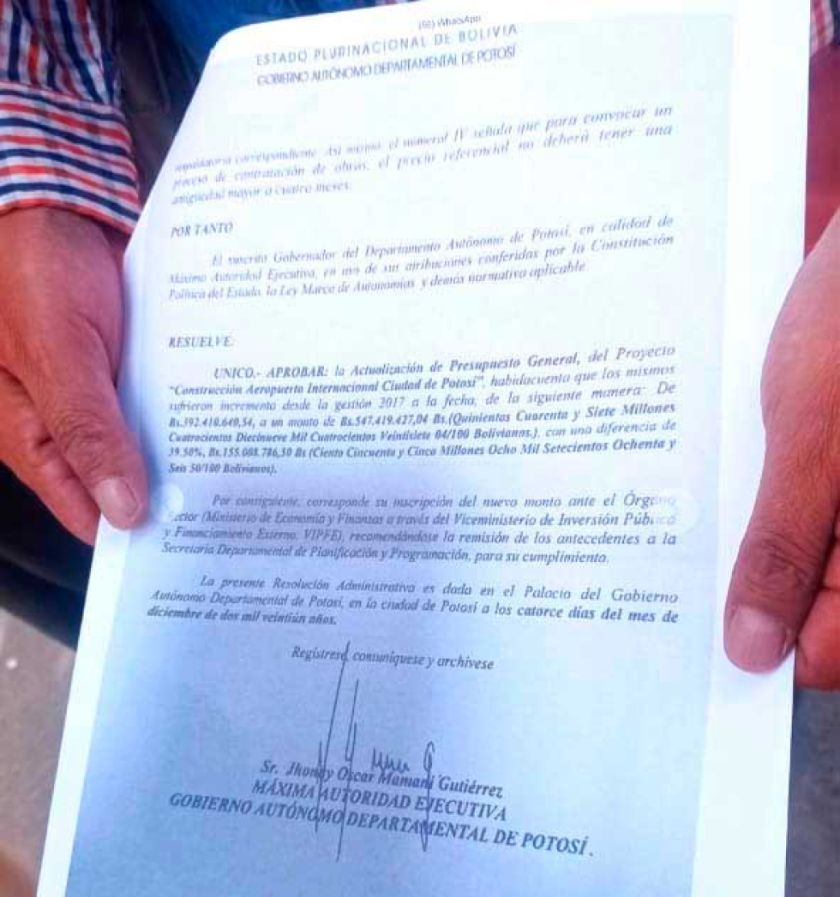 Denuncian aumento ilegal del costo del proyecto aeropuerto