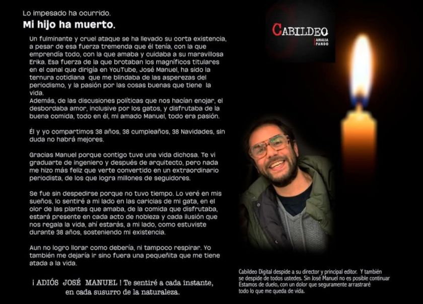 Falleció José Manuel Barrios, hijo de la periodista Amalia Pando