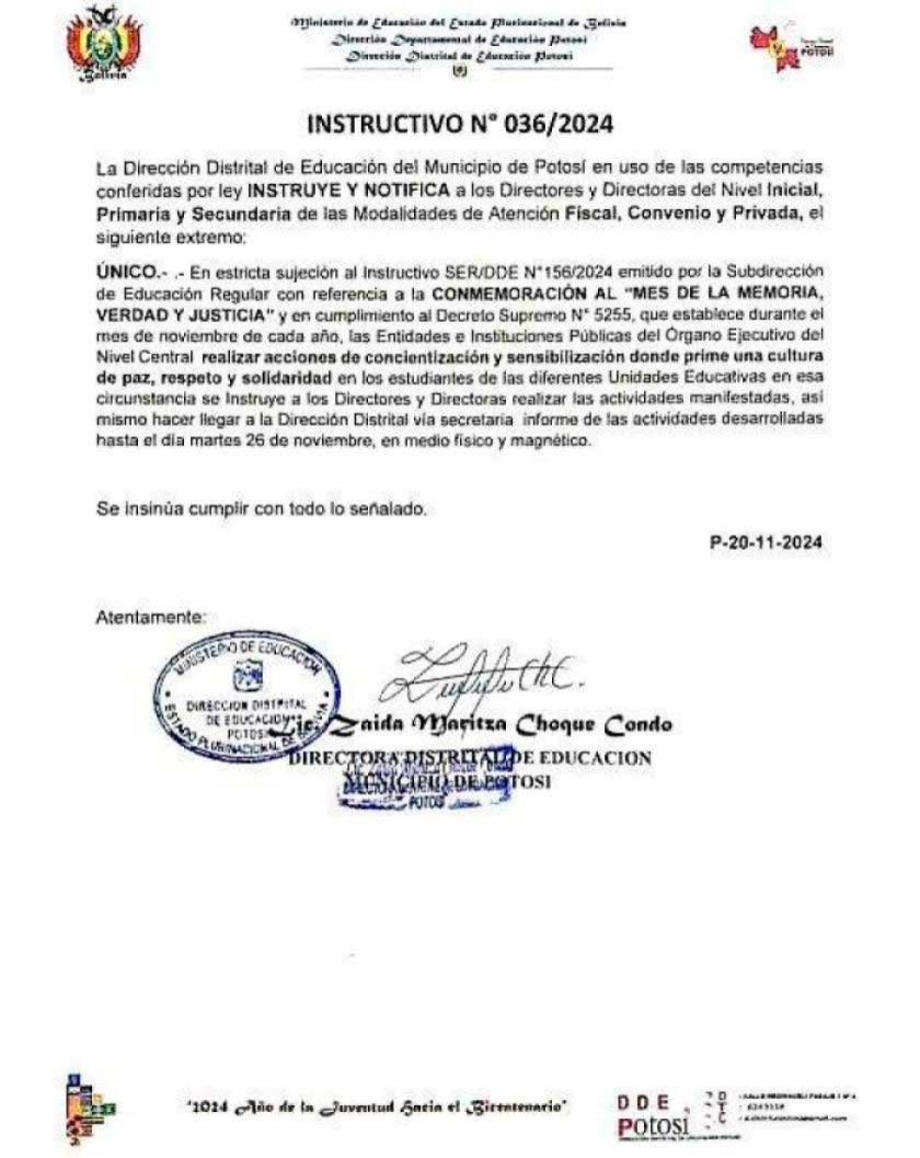 El MAS introduce tema de la crisis de 2019 a la educación formal