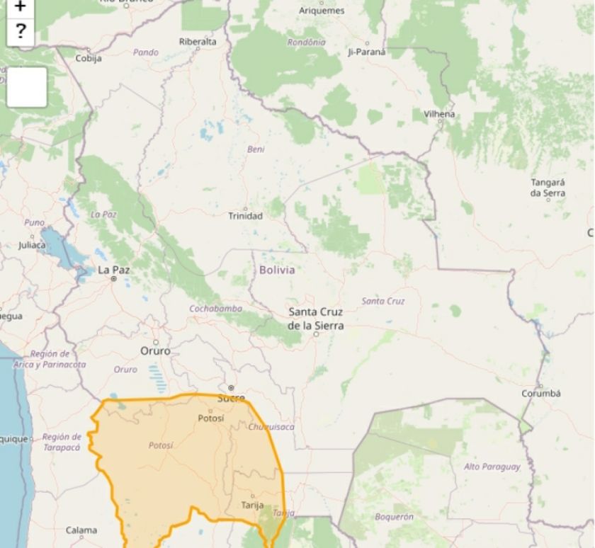 Activan alerta Naranja por vientos fuertes de hasta 60 kilómetros en Potosí y otras tres regiones 