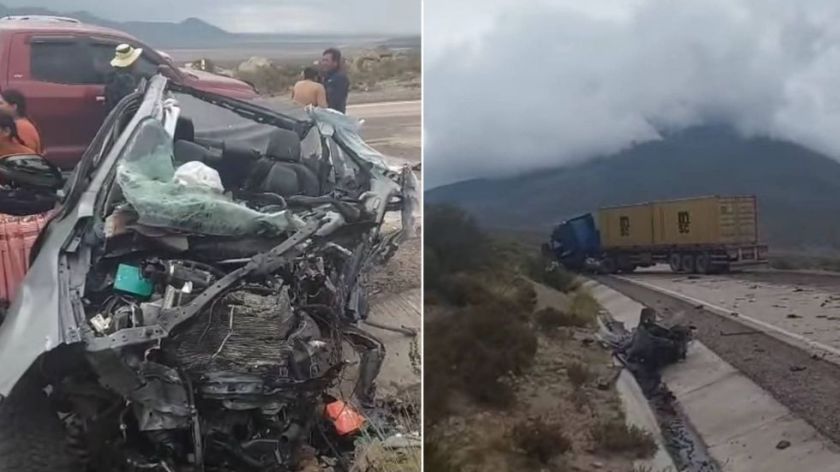 Muere una pareja de esposos tras el choque de una camioneta y un camión tráiler en la carretera a Chile
