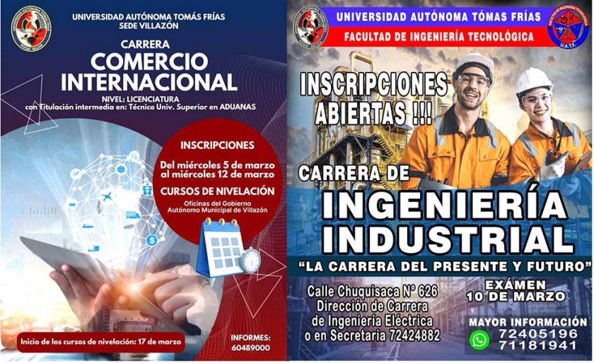 La UATF abre Ingeniería Industrial en Potosí y Comercio Exterior en Villazón