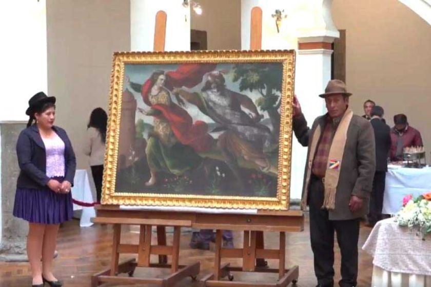 Presentan el lienzo repatriado de Chile de "Santa Bárbara” 