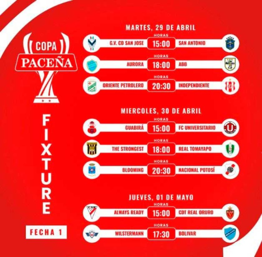 La banda roja arranca de visitante su participación en la Copa Bolivia