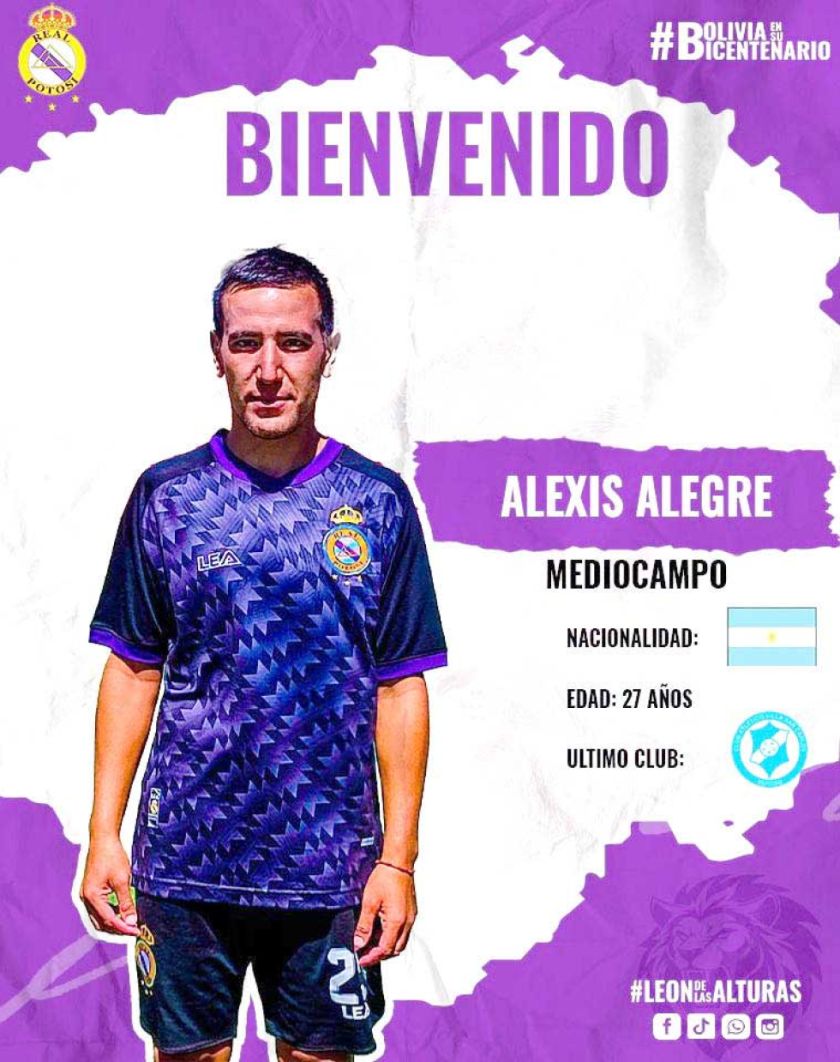 El equipo de Real Potosí suma a su plantel al jugador argentino Alexis Alegre